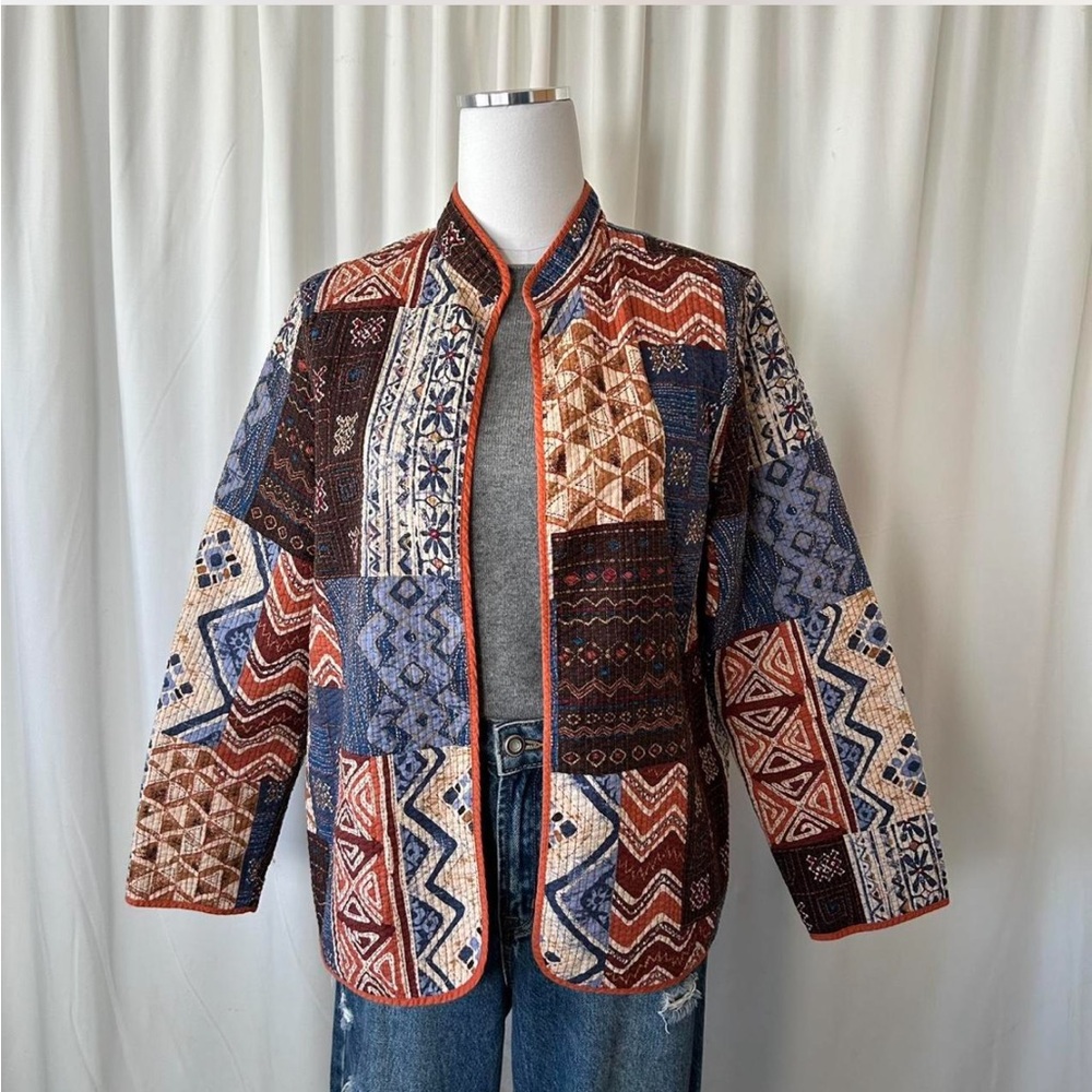 Alfred Dunner Quilted Patchwork Open Front Jacket… - image 2